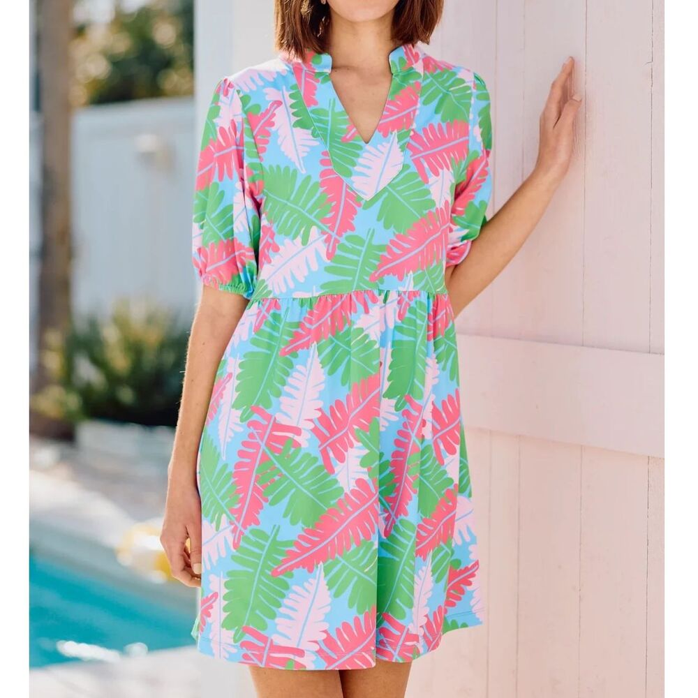 MARY SQUARE Catalina Mini Dress Party Palms Green Sz S NWOT
